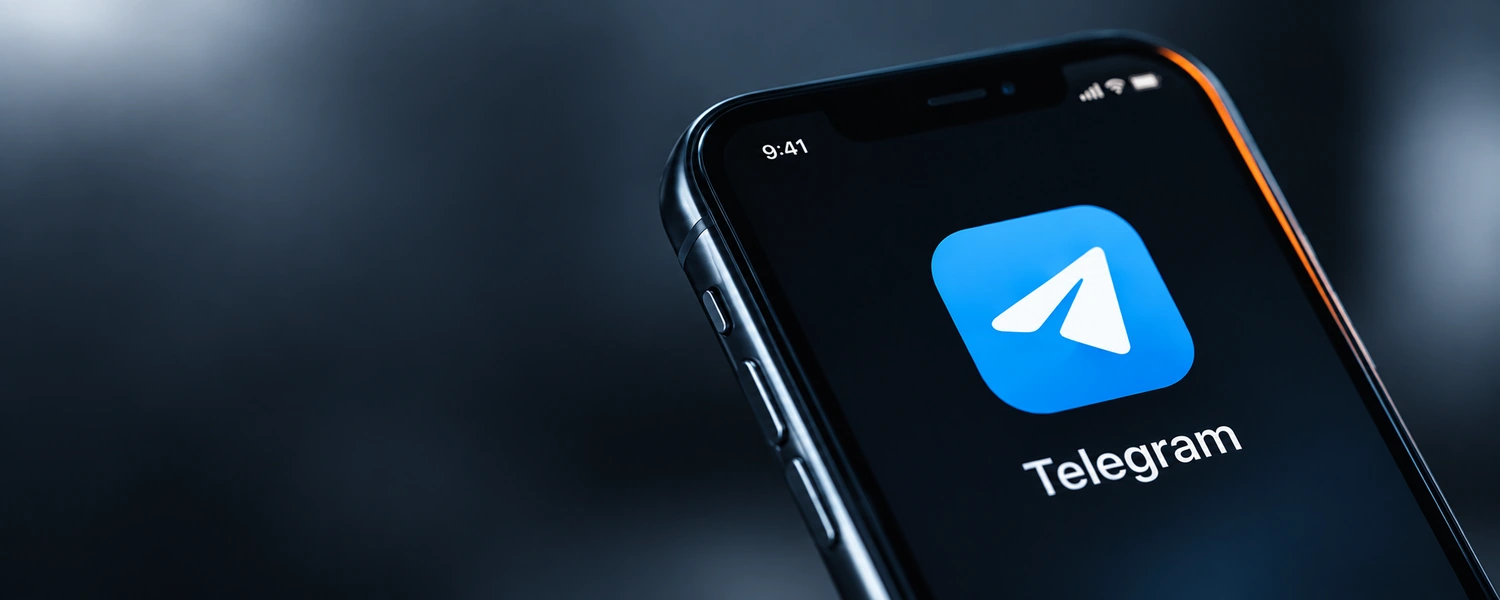 Смартфон с Telegram на экране